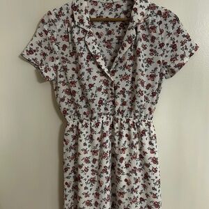 Vintage Floral Button-Up Midi Dress – Size S-M